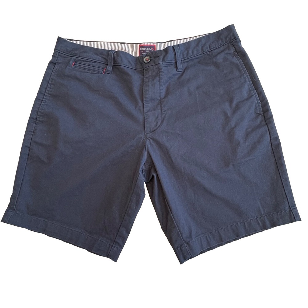 Untuckit St Vincent Shorts Mens 36 Navy Blue Flat Front‎ Chino Preppy 9" Inseam